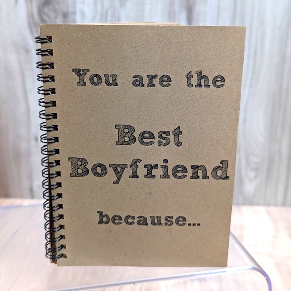 New "BEST BOYFRIEND" Journaling Scrap Book Recycled Bound Brown Paper - Picture 1 of 9